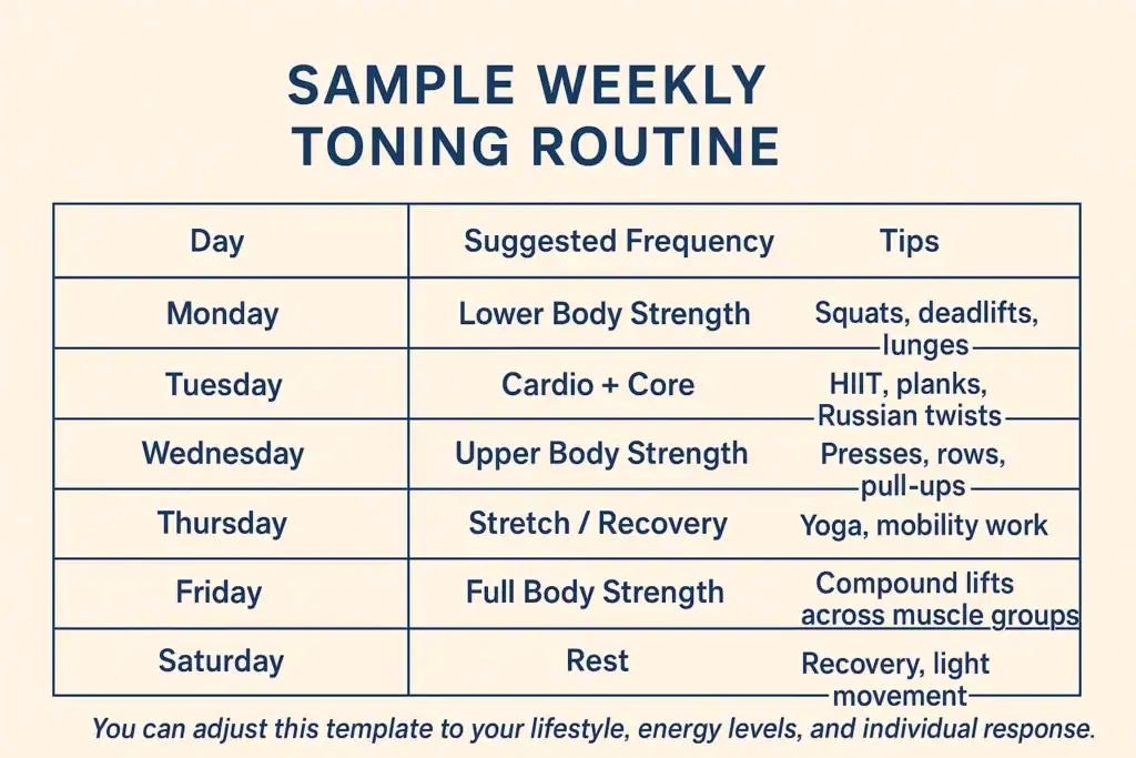 Achieving the Perfect Tone: How Often Should You Exercise for Results? 4 Weekly exercise Littlehampton plan graphic