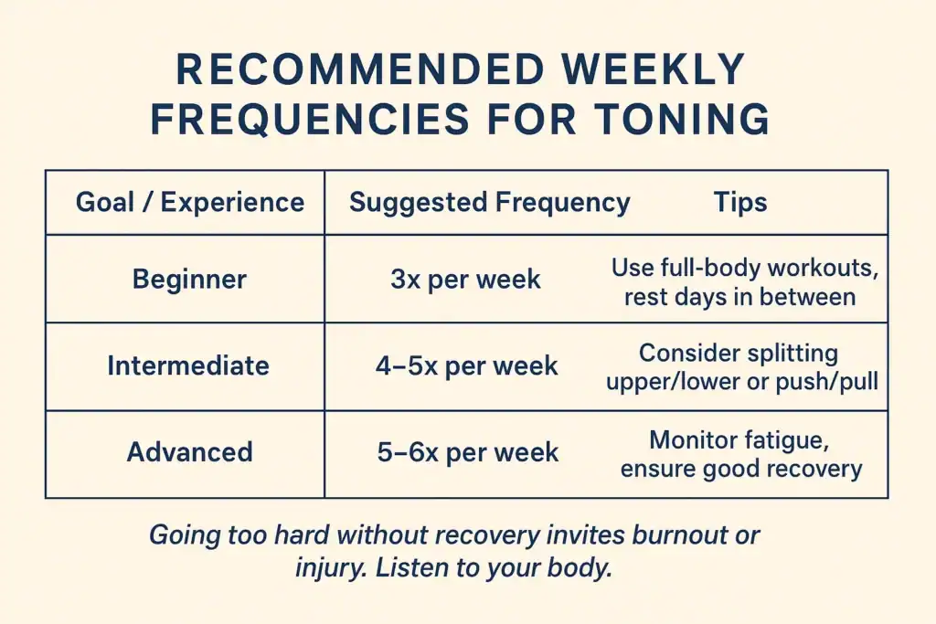 Achieving the Perfect Tone: How Often Should You Exercise for Results? 2 Graphic to show how often you should do exercise to help with toning Littlehampton